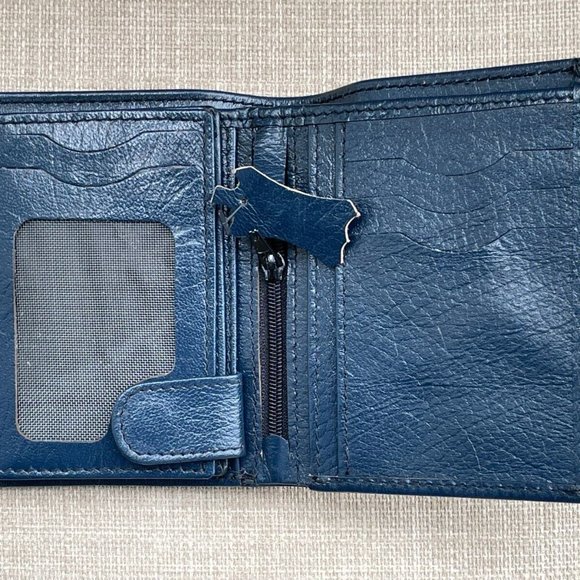 Genuine Blue Leather Wallet Multi Card Holder Handmade Bifold Men Wallet Purse - Picture 12 of 12